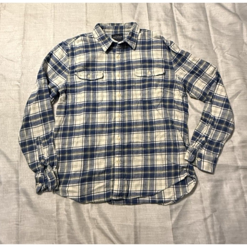 Lucky Brand Flannel Button Down Men's Large Long Sleeve Plaid Cotton Shirt